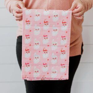 Santa Face Pattern Vintage Christmas Holiday Towel